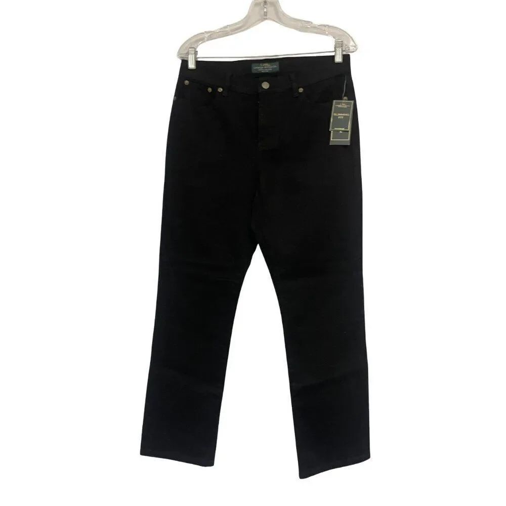 Laurel Ralph Lauren Womens Manhattan Jeans 10P Black Slimming Cotton Bootcut NWT